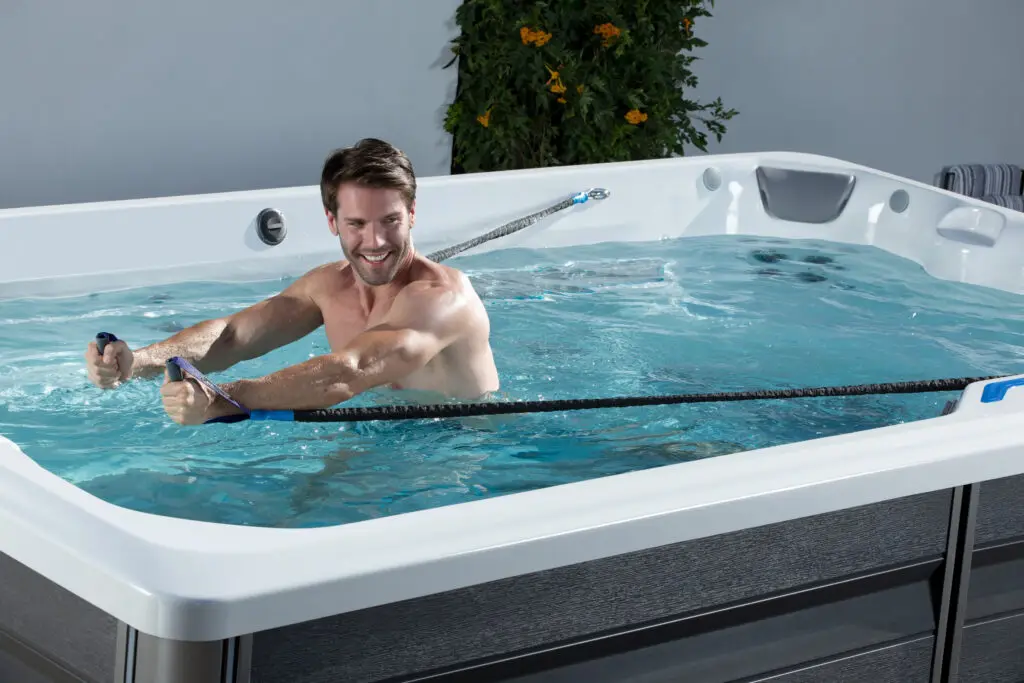 This is a photograph taken on location in Solana Beach by Skip O'Donnell off ODonnell photograf of a Swim Machine for Endless Pools Fitness in San Diego, California